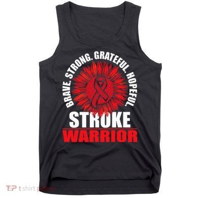 Stroke Warrior  Stroke Survivor Red Awareness Ribbon Tank Top