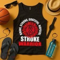 Stroke Warrior  Stroke Survivor Red Awareness Ribbon Tank Top thumb 4