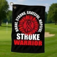 Stroke Warrior  Stroke Survivor Red Awareness Ribbon Golf Towel thumb 1