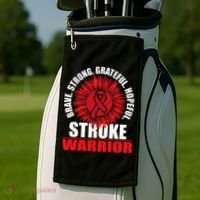 Stroke Warrior  Stroke Survivor Red Awareness Ribbon Golf Towel thumb 2