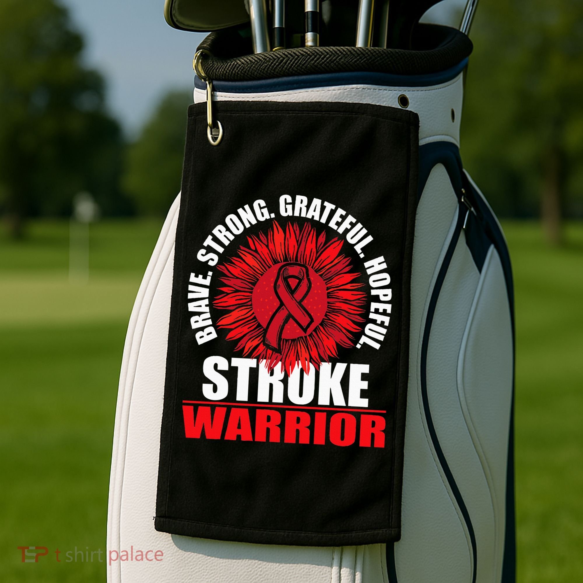 Stroke Warrior  Stroke Survivor Red Awareness Ribbon Golf Towel