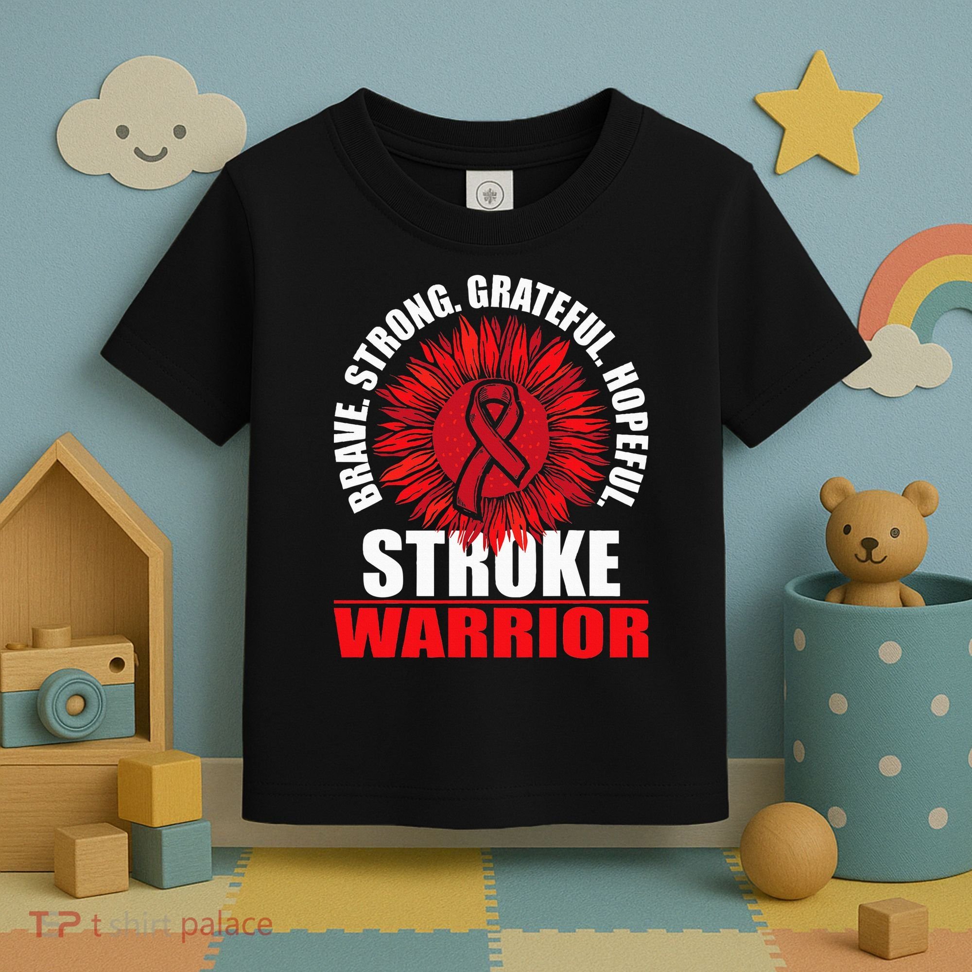 Stroke Warrior  Stroke Survivor Red Awareness Ribbon Toddler T-Shirt