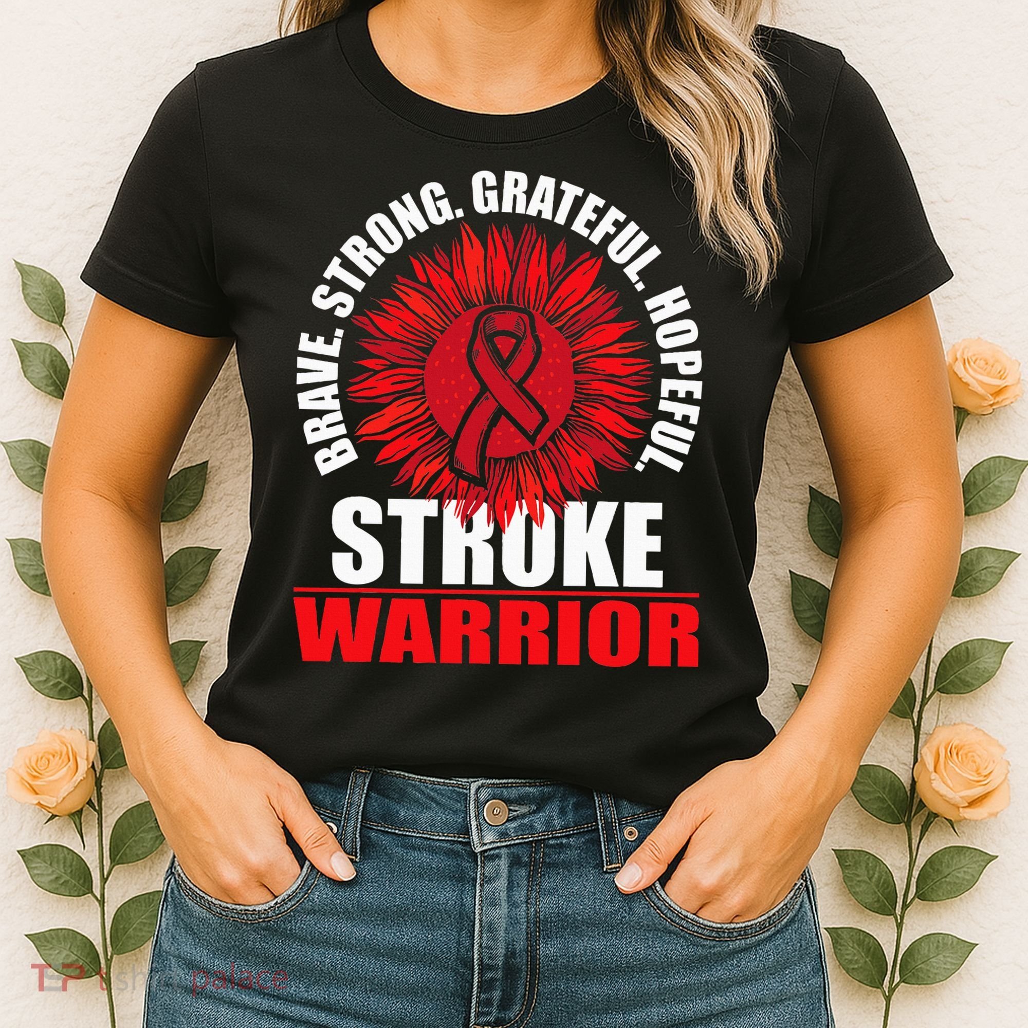 Stroke Warrior  Stroke Survivor Red Awareness Ribbon Women's T-Shirt