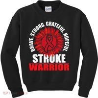 Stroke Warrior  Stroke Survivor Red Awareness Ribbon Kids Sweatshirt thumb 0