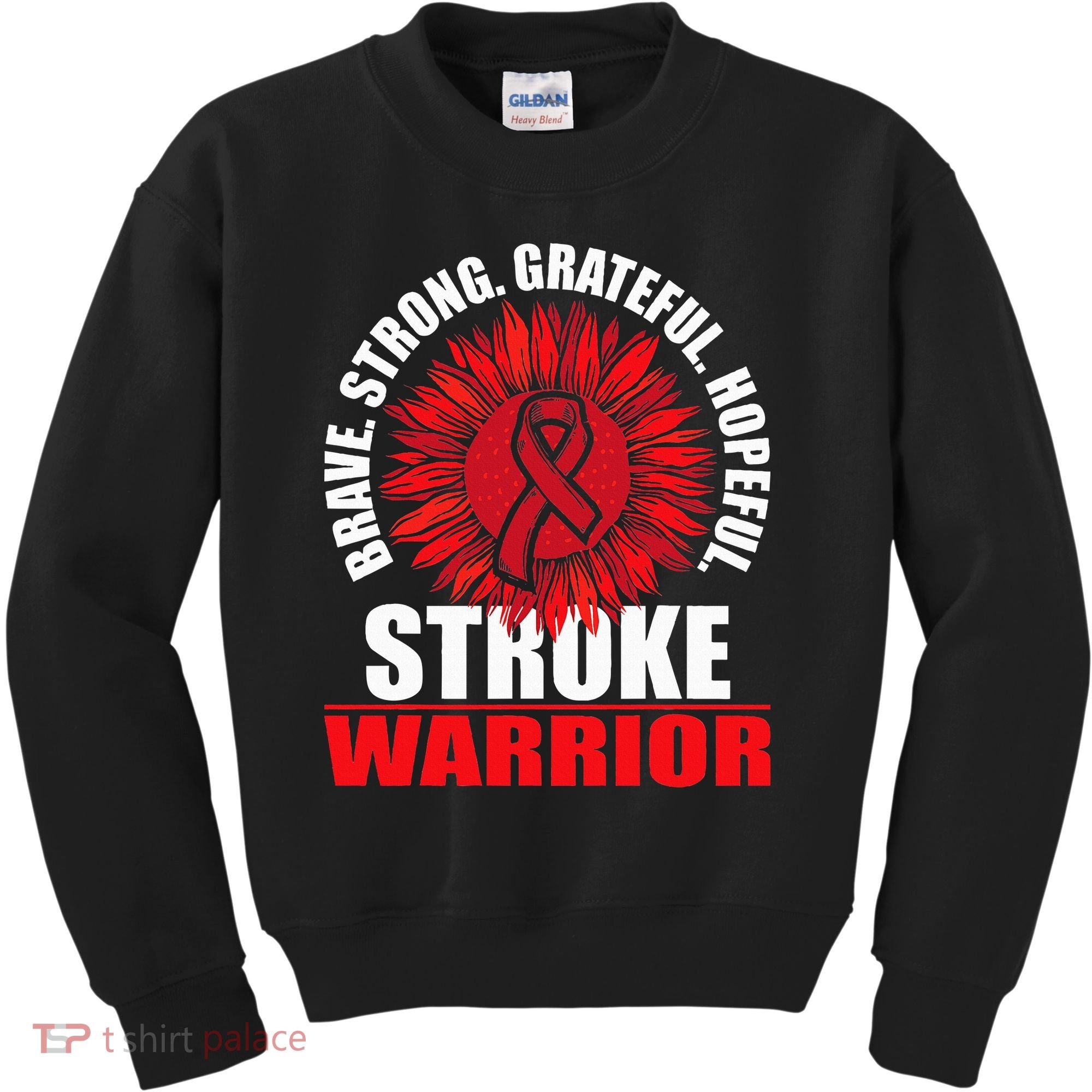 Stroke Warrior  Stroke Survivor Red Awareness Ribbon Kids Sweatshirt