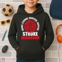 Stroke Warrior  Stroke Survivor Red Awareness Ribbon Kids Hoodie thumb 2