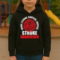Stroke Warrior  Stroke Survivor Red Awareness Ribbon Kids Hoodie thumb 3
