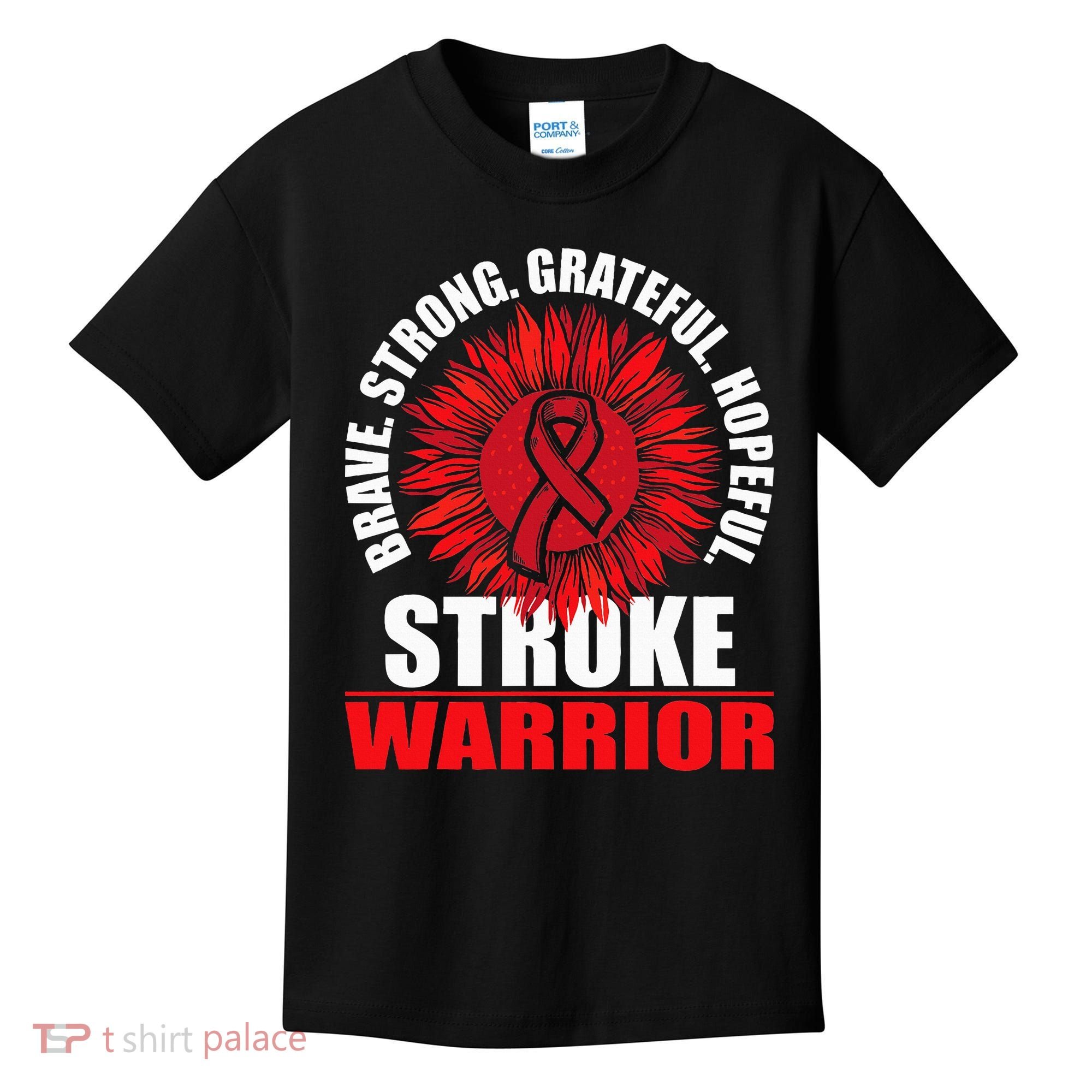 Stroke Warrior  Stroke Survivor Red Awareness Ribbon Kids T-Shirt