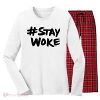 Stay Woke Shirt Stay Woke Women's Long Sleeve Flannel Pajama Set  thumb 0