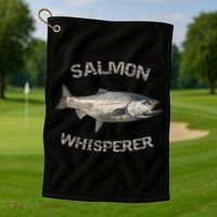 Salmon Whisperer Salmon Fishing Golf Towel thumb 1