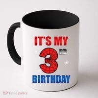 Spider Web Three 3 Years Old ItS My 3rd Birthday Boy Party Coffee Mug thumb 0