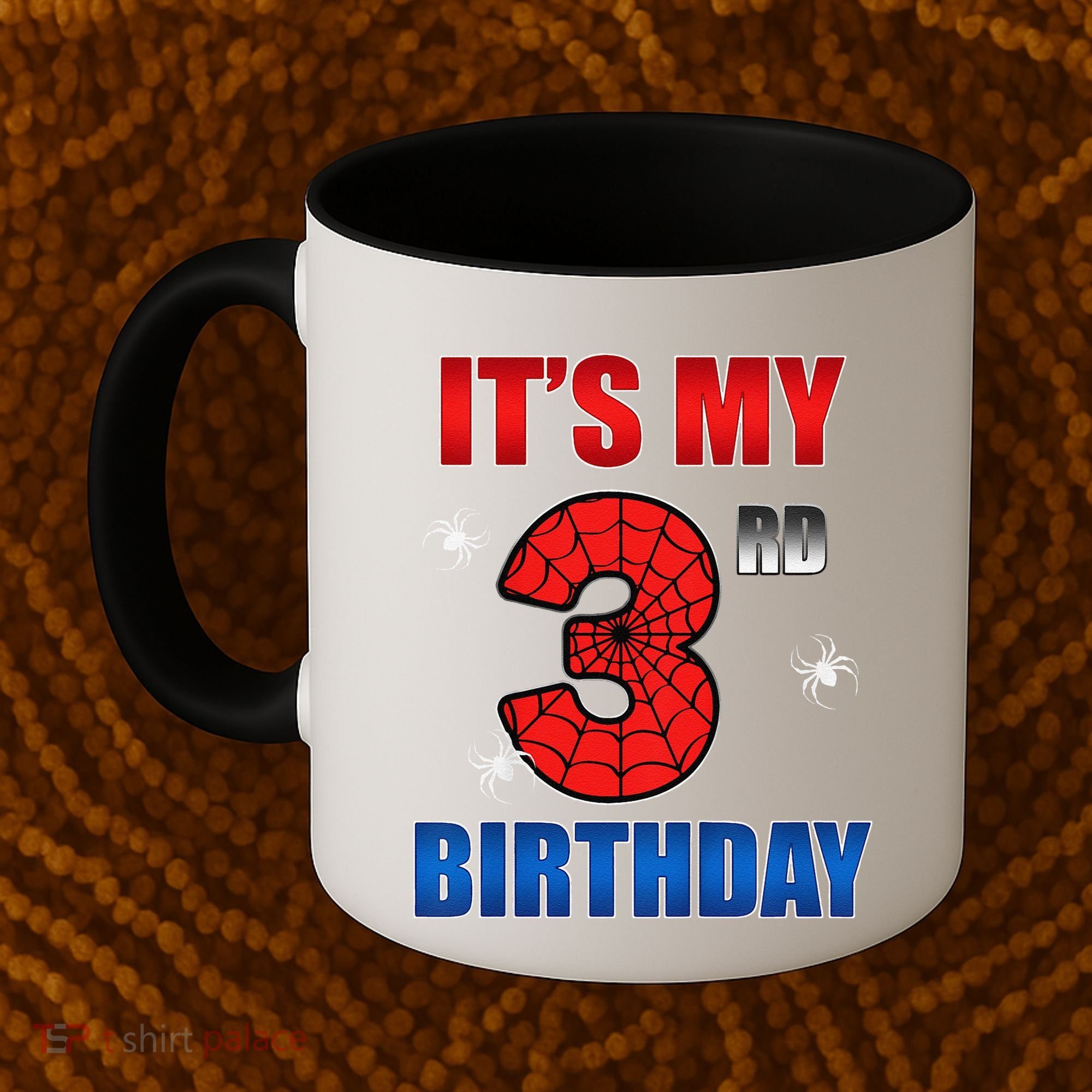 Spider Web Three 3 Years Old ItS My 3rd Birthday Boy Party Coffee Mug