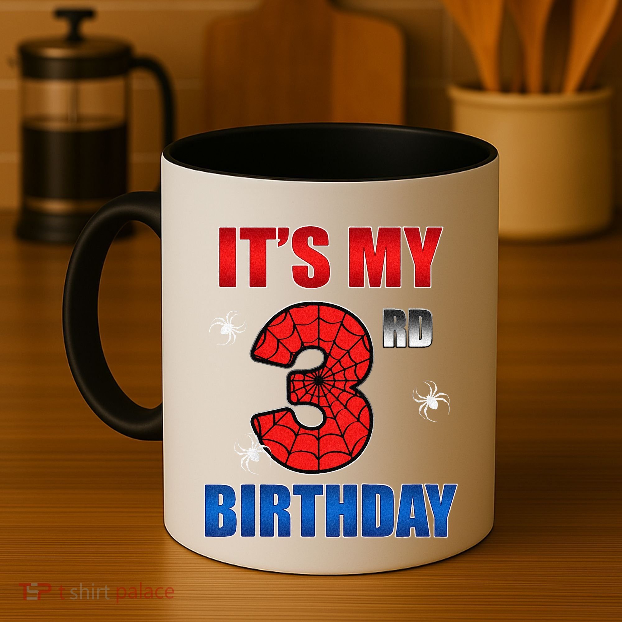 Spider Web Three 3 Years Old ItS My 3rd Birthday Boy Party Coffee Mug
