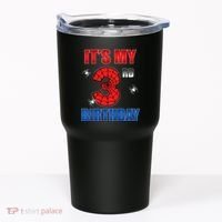 Spider Web Three 3 Years Old ItS My 3rd Birthday Boy Party Tumbler thumb 0