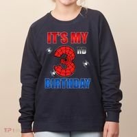 Spider Web Three 3 Years Old ItS My 3rd Birthday Boy Party Women's Sweatshirt thumb 0