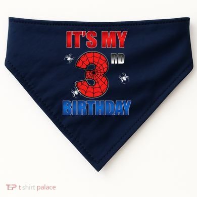 Spider Web Three 3 Years Old ItS My 3rd Birthday Boy Party USA-Made Doggie Bandana