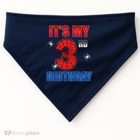 Spider Web Three 3 Years Old ItS My 3rd Birthday Boy Party USA-Made Doggie Bandana thumb 0