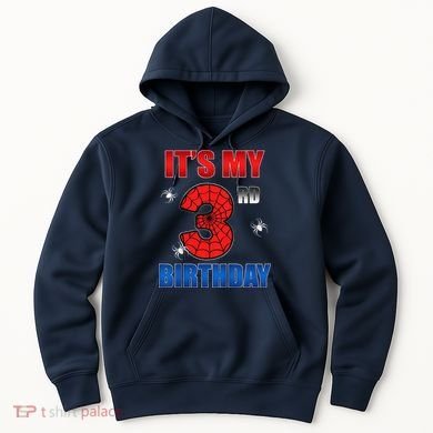 Spider Web Three 3 Years Old ItS My 3rd Birthday Boy Party Hoodie
