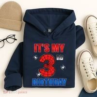 Spider Web Three 3 Years Old ItS My 3rd Birthday Boy Party Hoodie thumb 4
