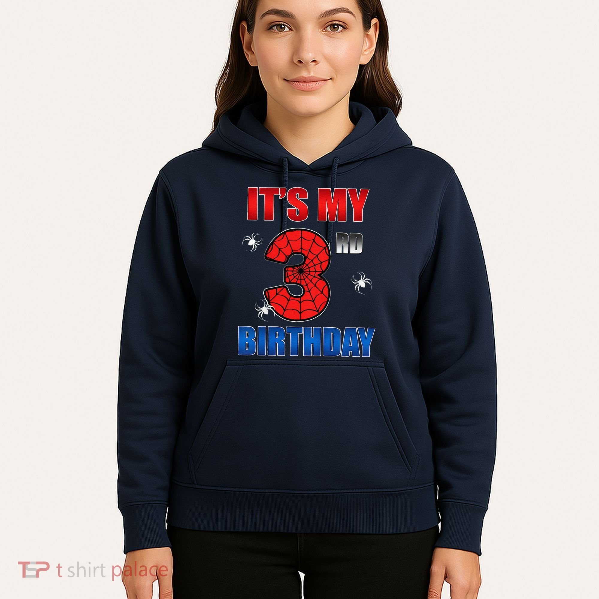 Spider Web Three 3 Years Old ItS My 3rd Birthday Boy Party Hoodie