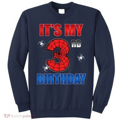 Spider Web Three 3 Years Old ItS My 3rd Birthday Boy Party Sweatshirt
