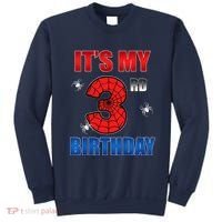 Spider Web Three 3 Years Old ItS My 3rd Birthday Boy Party Sweatshirt thumb 0
