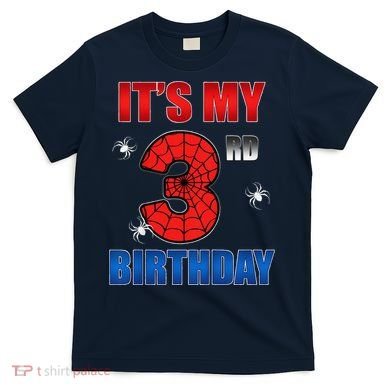 Spider Web Three 3 Years Old ItS My 3rd Birthday Boy Party T-Shirt