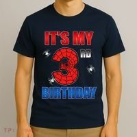 Spider Web Three 3 Years Old ItS My 3rd Birthday Boy Party T-Shirt thumb 3