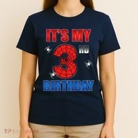 Spider Web Three 3 Years Old ItS My 3rd Birthday Boy Party T-Shirt thumb 4