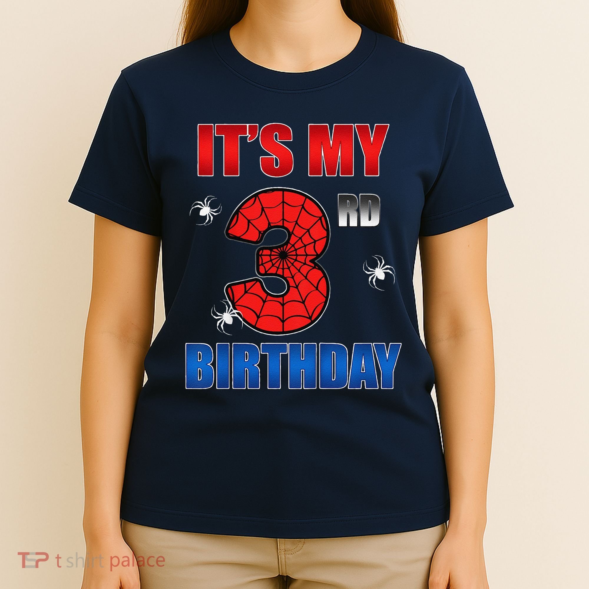 Spider Web Three 3 Years Old ItS My 3rd Birthday Boy Party T-Shirt