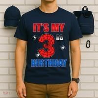 Spider Web Three 3 Years Old ItS My 3rd Birthday Boy Party T-Shirt thumb 6