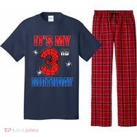Spider Web Three 3 Years Old ItS My 3rd Birthday Boy Party Pajama Set thumb 0