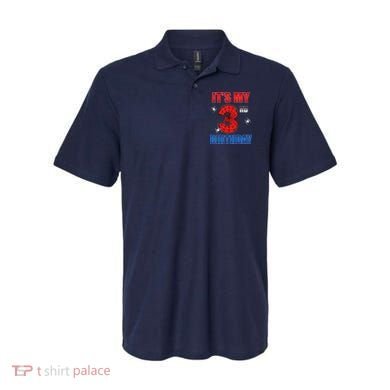 Spider Web Three 3 Years Old ItS My 3rd Birthday Boy Party Polo