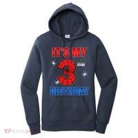 Spider Web Three 3 Years Old ItS My 3rd Birthday Boy Party Women's Hoodie thumb 0