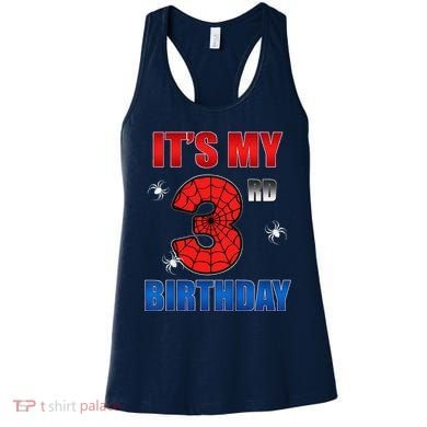 Spider Web Three 3 Years Old ItS My 3rd Birthday Boy Party Women's Tank Top