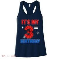 Spider Web Three 3 Years Old ItS My 3rd Birthday Boy Party Women's Tank Top thumb 0