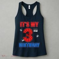 Spider Web Three 3 Years Old ItS My 3rd Birthday Boy Party Women's Tank Top thumb 3