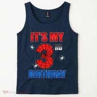Spider Web Three 3 Years Old ItS My 3rd Birthday Boy Party Tank Top thumb 2