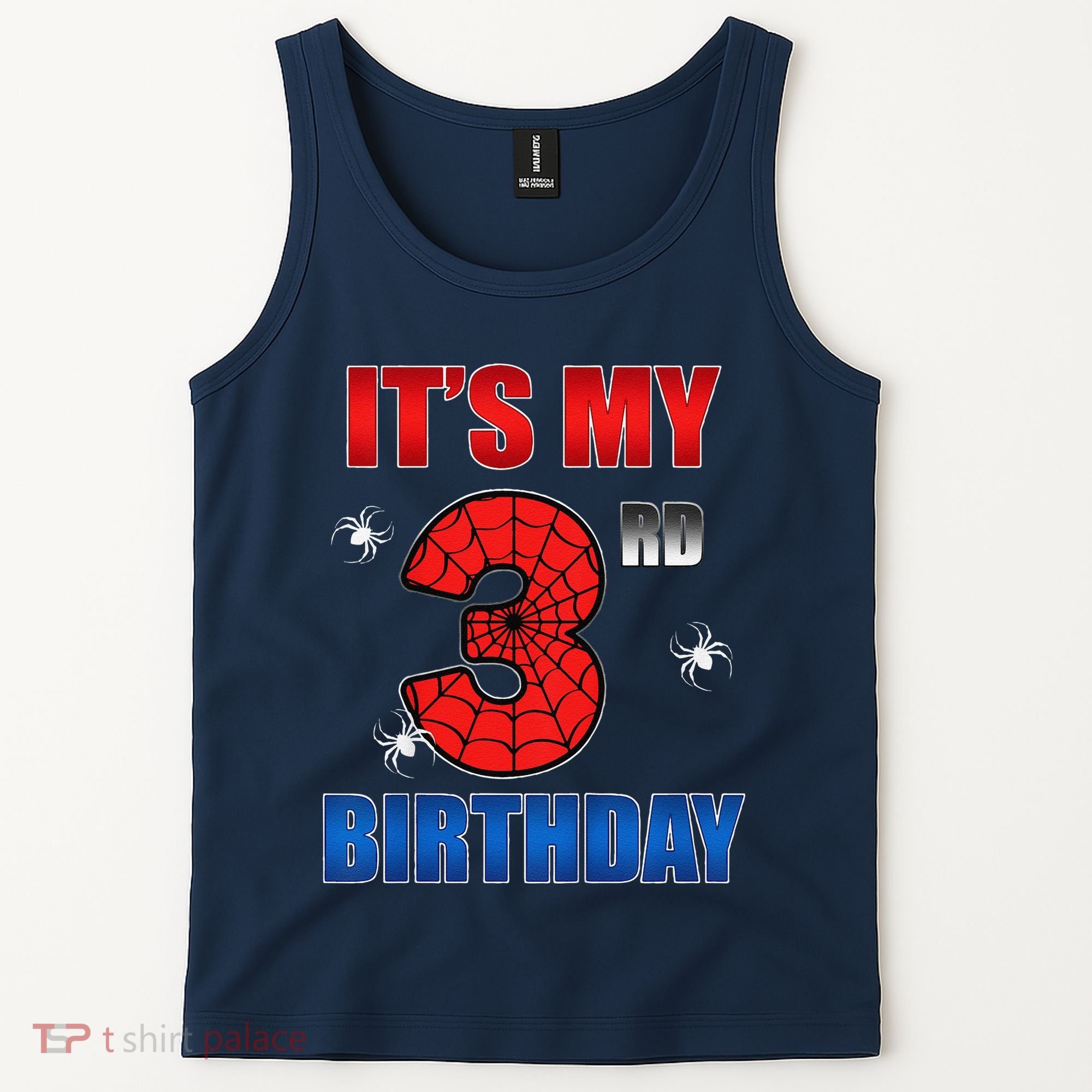 Spider Web Three 3 Years Old ItS My 3rd Birthday Boy Party Tank Top
