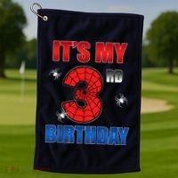 Spider Web Three 3 Years Old ItS My 3rd Birthday Boy Party Golf Towel thumb 1