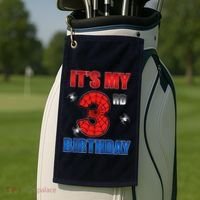 Spider Web Three 3 Years Old ItS My 3rd Birthday Boy Party Golf Towel thumb 2