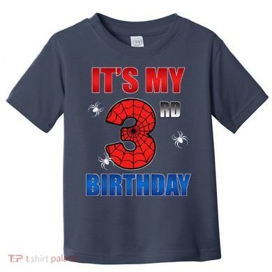 Spider Web Three 3 Years Old ItS My 3rd Birthday Boy Party Toddler T-Shirt