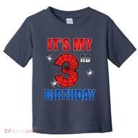 Spider Web Three 3 Years Old ItS My 3rd Birthday Boy Party Toddler T-Shirt thumb 0