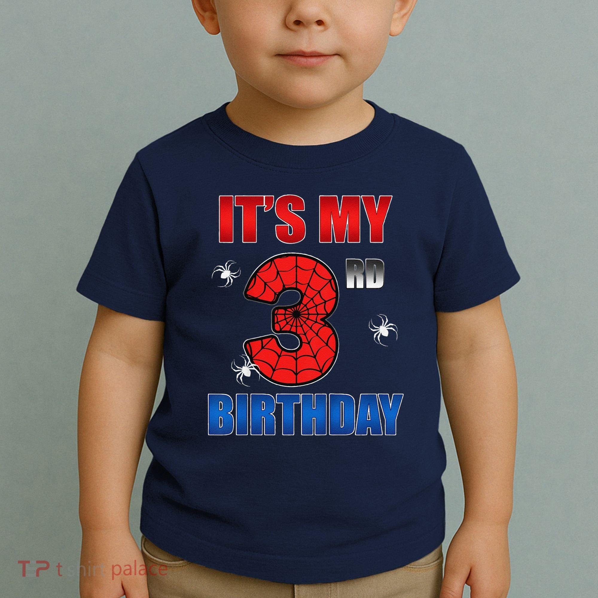 Spider Web Three 3 Years Old ItS My 3rd Birthday Boy Party Toddler T-Shirt