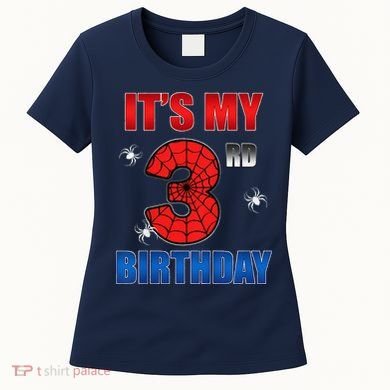 Spider Web Three 3 Years Old ItS My 3rd Birthday Boy Party Women's T-Shirt
