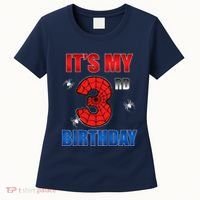 Spider Web Three 3 Years Old ItS My 3rd Birthday Boy Party Women's T-Shirt thumb 0