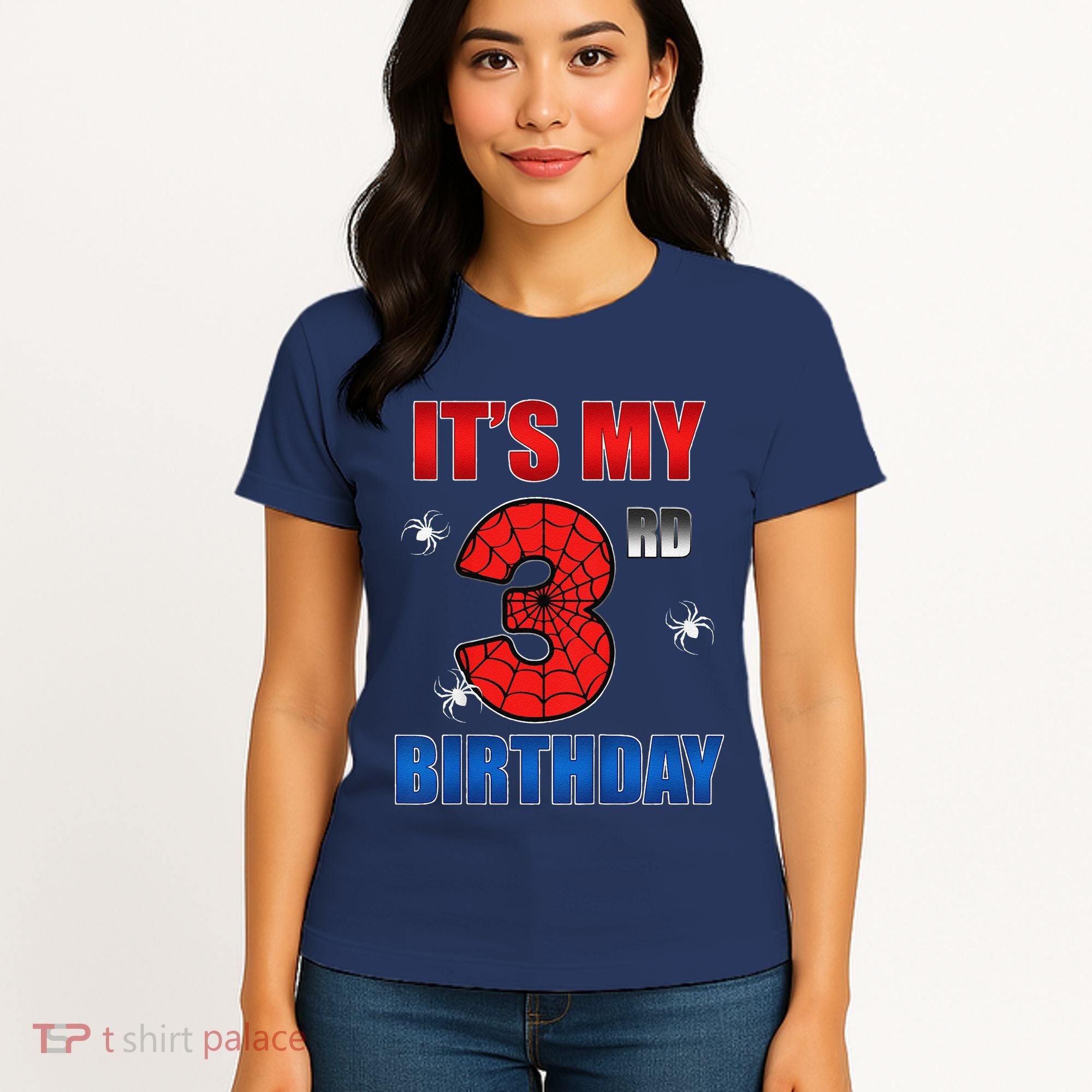 Spider Web Three 3 Years Old ItS My 3rd Birthday Boy Party Women's T-Shirt