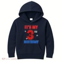Spider Web Three 3 Years Old ItS My 3rd Birthday Boy Party Kids Hoodie thumb 0
