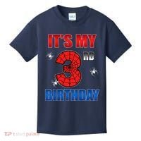 Spider Web Three 3 Years Old ItS My 3rd Birthday Boy Party Kids T-Shirt thumb 0
