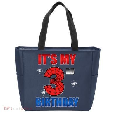 Spider Web Three 3 Years Old ItS My 3rd Birthday Boy Party Tote Bag